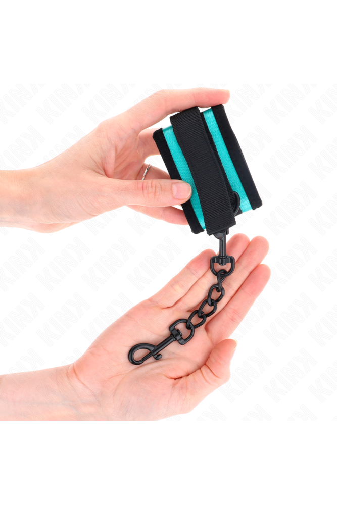 KINK - TENUTA DA POLSO IN NYLON CON GANCIO E LOOP NERO-BLU REGOLABILE 18-32 CM X 5 CM