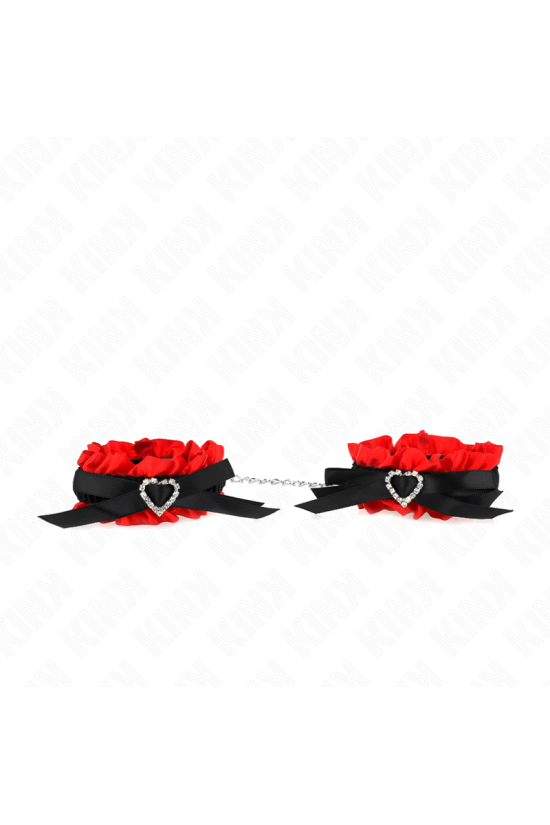 KINK - POLSO ELASTICO IN PIZZO DETTAGLI CUORE ROSSO REGOLABILE 22-35 CM