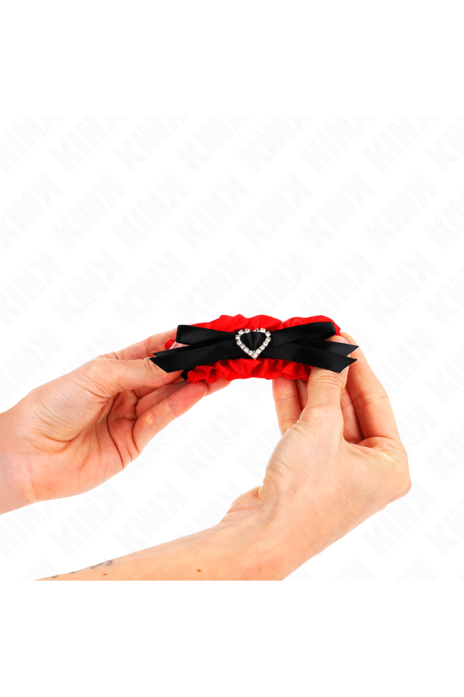 KINK - POLSO ELASTICO IN PIZZO DETTAGLI CUORE ROSSO REGOLABILE 22-35 CM