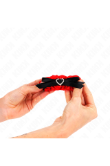 KINK - POLSO ELASTICO IN PIZZO DETTAGLI CUORE ROSSO REGOLABILE 22-35 CM