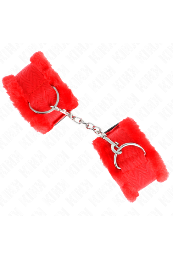 KINK - POGGIPOLSO FODERATO IN PELLICCIA ROSSO REGOLABILE 17-31 CM X 7 CM