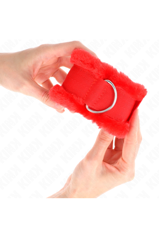 KINK - POGGIPOLSO FODERATO IN PELLICCIA ROSSO REGOLABILE 17-31 CM X 7 CM