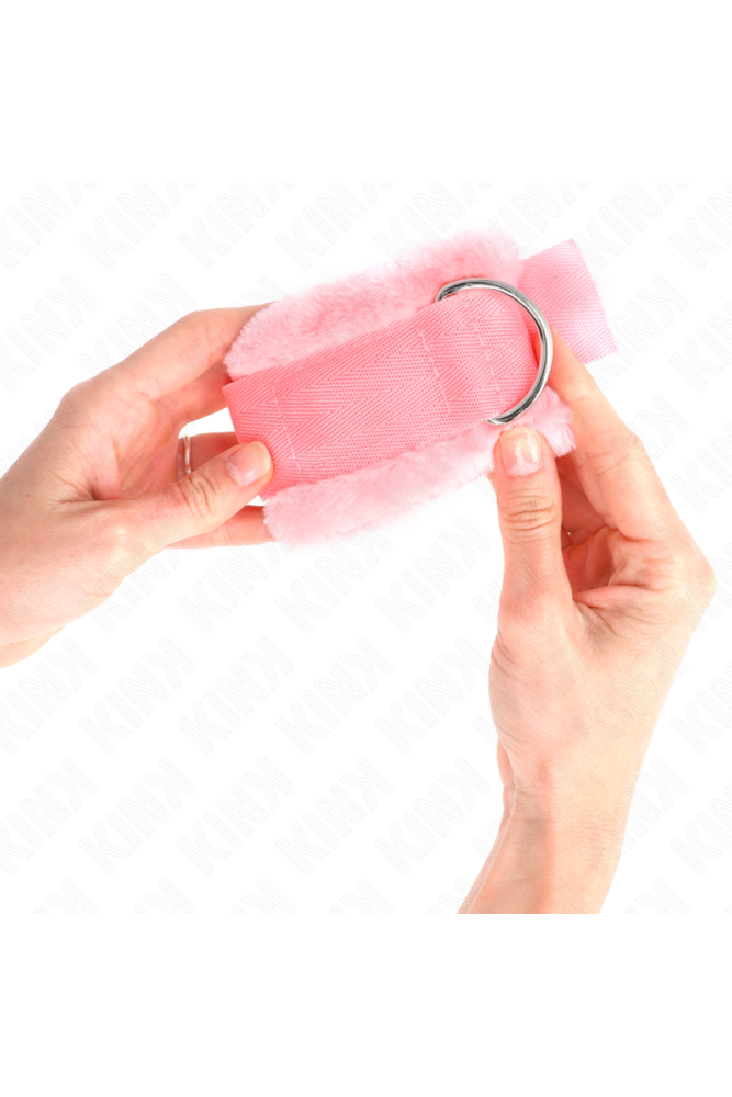 KINK - POGGIPOLSI FODERATI IN PELLICCIA ROSA REGOLABILE 17-31 CM X 7 CM