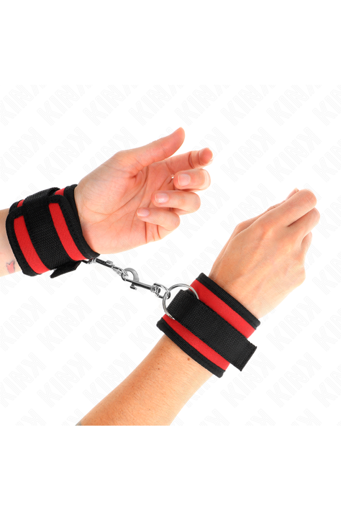 KINK - TENUTA DA POLSO IN NYLON HOOK&LOOP ROSSO-NERO MODELLO 2 REGOLABILE 18-35 CM X 6 CM
