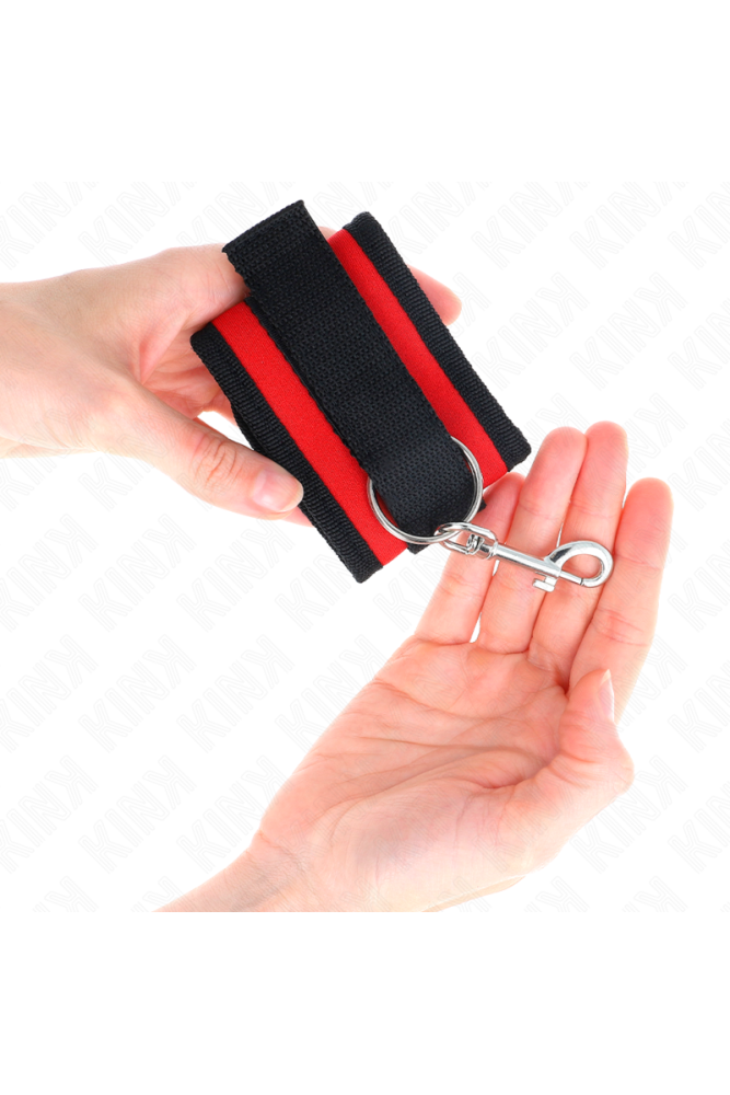 KINK - TENUTA DA POLSO IN NYLON HOOK&LOOP ROSSO-NERO MODELLO 2 REGOLABILE 18-35 CM X 6 CM