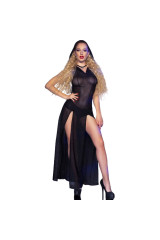 CHILIROSE - CR 4685 ABITO LUNGO CON CAPPUCCIO NERO L