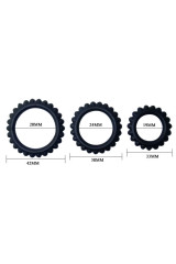 BAILE - TITAN SET 3 PZ ANELLI PER IL CAZZO NERO 2.8 + 2.4 + 1.9 CM
