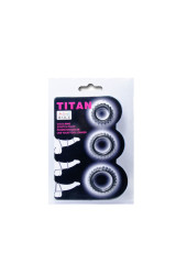 BAILE - TITAN SET 3 PZ ANELLI PER IL CAZZO NERO 2.8 + 2.4 + 1.9 CM