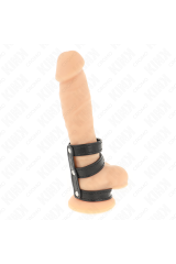 KINK - ANELLO PER PENE IN PELLE TRIPLA CON CHIUSURA A PRESSIONE