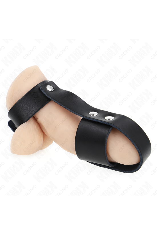 KINK - ANELLO PER GABBIA PER PENE IN PELLE CON DIVISORE PER PALLINE REGOLABILE