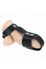 KINK - ANELLO PER GABBIA PER PENE IN PELLE CON DIVISORE PER PALLINE REGOLABILE