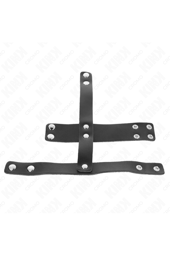 KINK - ANELLO PER GABBIA PER PENE IN PELLE CON DIVISORE PER PALLINE REGOLABILE