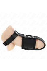 KINK - ANELLO PER GABBIA PER PENE IN PELLE CON CINTURINO DIVISORE PER PALLINE RIVESTITO REGOLABILE