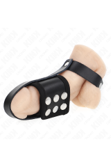 KINK - ANELLO PER GABBIA PER PENE IN PELLE CON CINTURINO DIVISORE PER PALLINE RIVESTITO REGOLABILE
