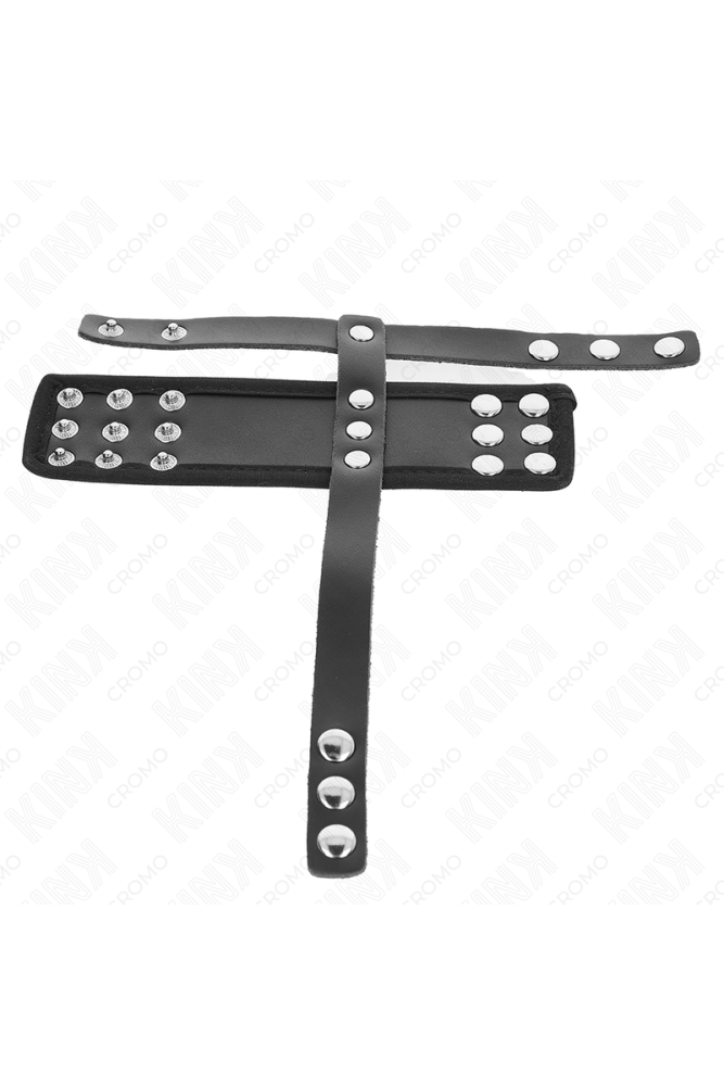 KINK - ANELLO PER GABBIA PER PENE IN PELLE CON CINTURINO DIVISORE PER PALLINE RIVESTITO REGOLABILE