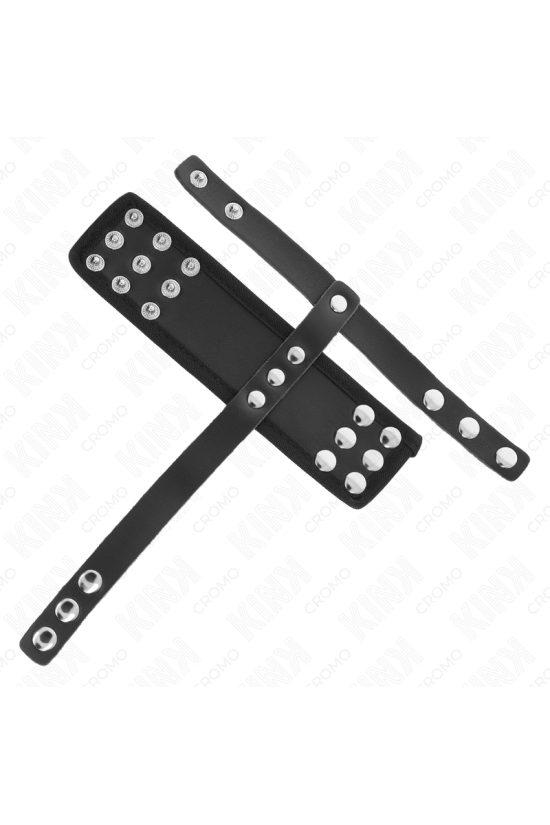 KINK - ANELLO PER GABBIA PER PENE IN PELLE CON CINTURINO DIVISORE PER PALLINE RIVESTITO REGOLABILE