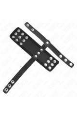 KINK - ANELLO PER GABBIA PER PENE IN PELLE CON CINTURINO DIVISORE PER PALLINE RIVESTITO REGOLABILE