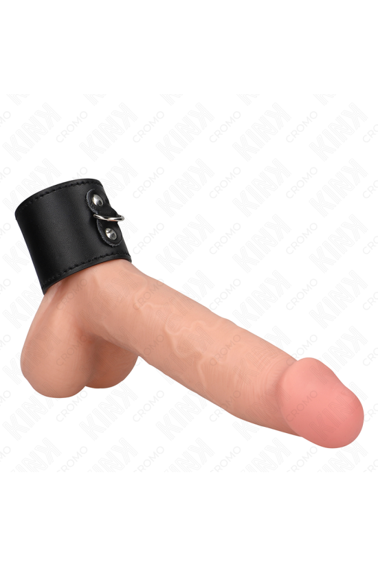 KINK - ANELLO PER PENE IN PELLE CON CHIUSURA A PRESSIONE 18 X 5 CM