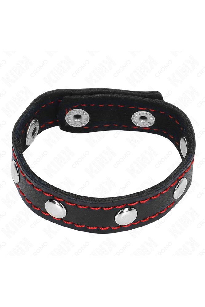 KINK - ANELLO PER PENE IN PELLE CON CHIUSURA A PRESSIONE FODERA ROSSA 21 X 1