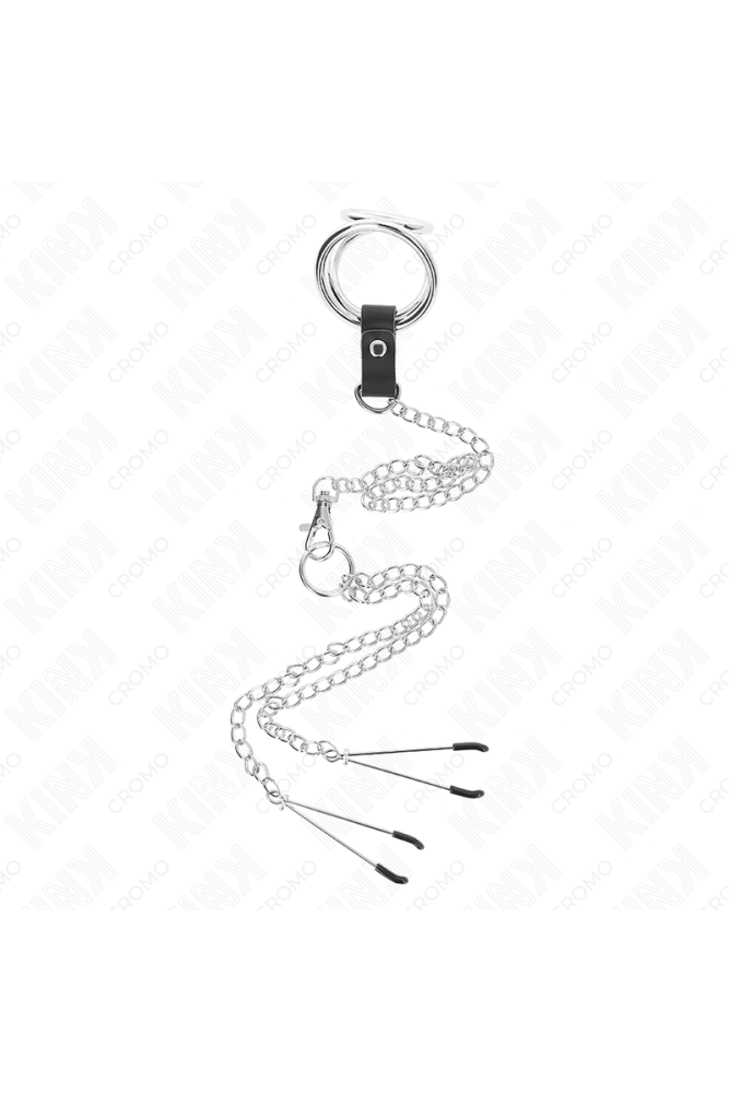 KINK - ANELLO PER PENE IN METALLO CROMATO TRIPLO DA 3 CM A 4