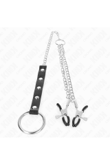 KINK - ANELLO PER PENE IN METALLO CON CATENA E MORSETTI PER CAPEZZOLI REGOLABILI