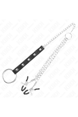 KINK - ANELLO PER PENE IN METALLO CON CATENA E MORSETTI PER CAPEZZOLI REGOLABILI