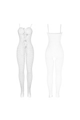 SUBBLIME - 951740 BODYSTOCKING BIANCO A RETE SENZA CAVALLO CON FIOCCHI TAGLIA UNICA