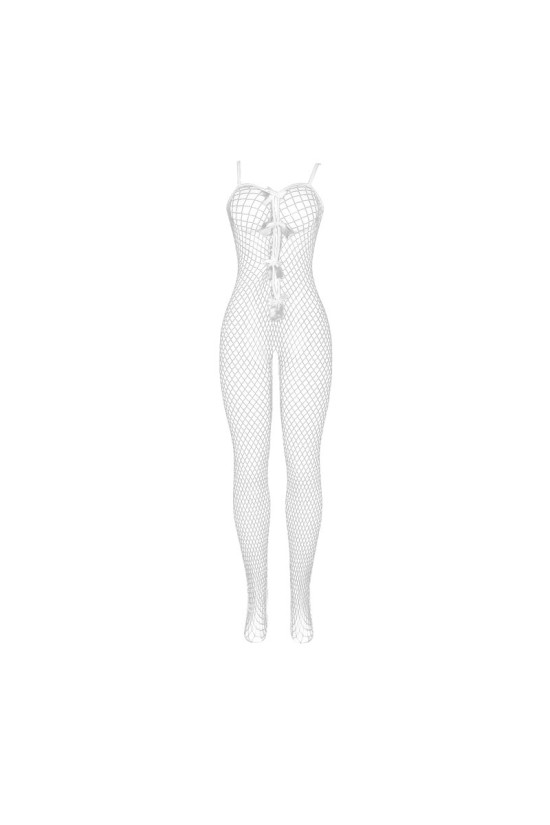 SUBBLIME - 951740 BODYSTOCKING BIANCO A RETE SENZA CAVALLO CON FIOCCHI TAGLIA UNICA