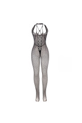 SUBBLIME - 951788 BODYSTOCKING LUNGO A RETE CON SPALLINE SU PETTO E SCHIENA NERO TAGLIA UNICA