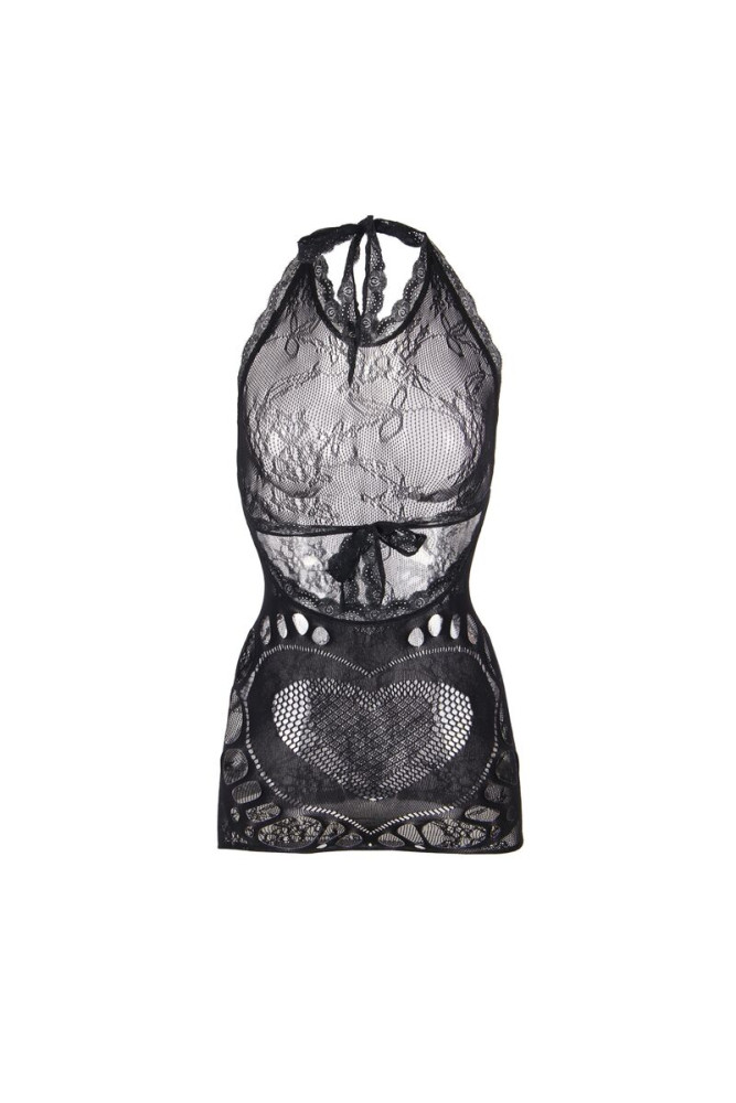 SUBBLIME - 952075 ABITO CORTO A RETE CON SCHIENA E DETTAGLIO A CUORE NERO TAGLIA UNICA