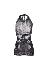 SUBBLIME - 952075 ABITO CORTO A RETE CON SCHIENA E DETTAGLIO A CUORE NERO TAGLIA UNICA