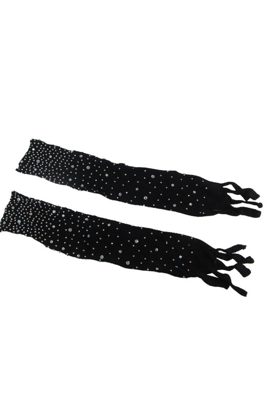 SUBBLIME - 952174 BODYSTOCKING A RETE CON GUANTI E STRASS NERO TAGLIA UNICA