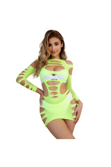 SUBBLIME - 952280 VESTITO ELASTICO A RETE MANICA LUNGA VERDE TAGLIA UNICA