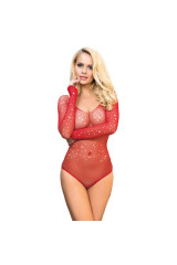 SUBBLIME - 952303 BODY LUCIDO CON SPALLE SCOPERTE MANICA LUNGA ROSSO TAGLIA UNICA