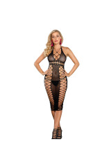 SUBBLIME - 952310 VESTITO LUNGO A RETE NERO TAGLIA UNICA