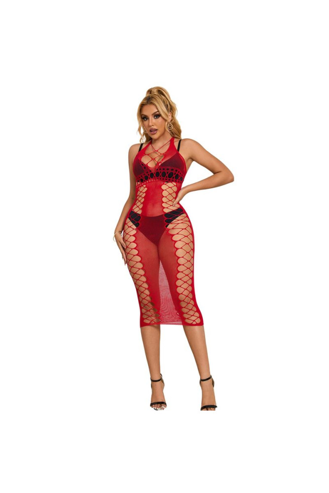 SUBBLIME - 952327 VESTITO LUNGO A RETE ROSSO TAGLIA UNICA