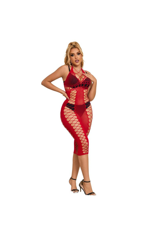 SUBBLIME - 952327 VESTITO LUNGO A RETE ROSSO TAGLIA UNICA