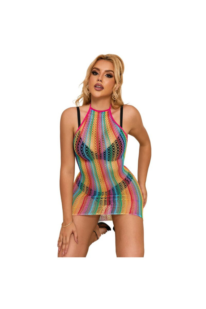 SUBBLIME - 952341 VESTITO A RETE ARCOBALENO TAGLIA UNICA