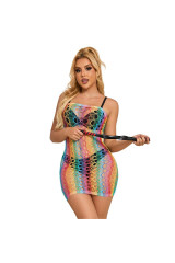 SUBBLIME - 952365 VESTITO A RETE CON SPALLE NUDE ARCOBALENO TAGLIA UNICA