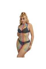 SUBBLIME - 952433 VESTITO A RETE SENZA MANICHE COLLO ALTO ARCOBALENO TAGLIA UNICA