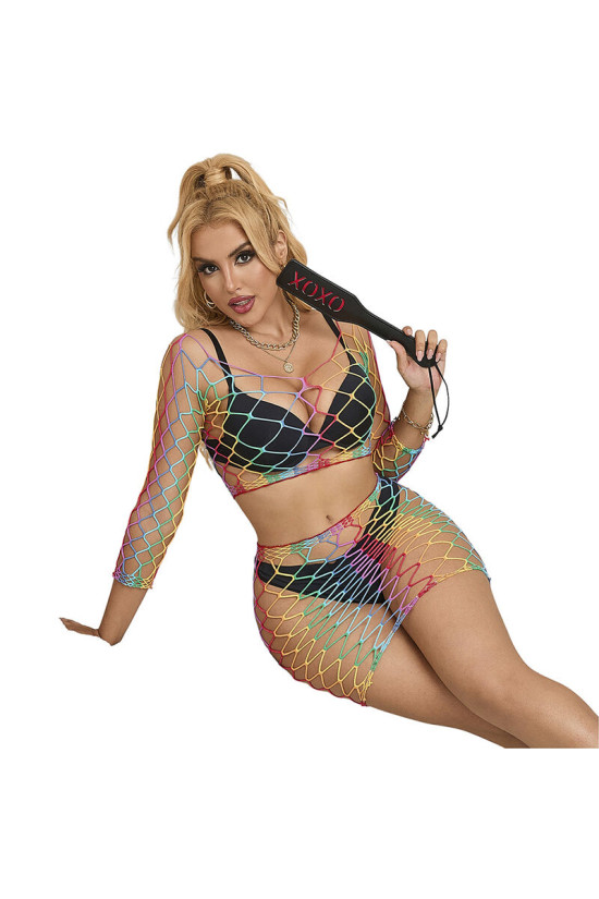 SUBBLIME - 952440 INSIEME A RETE 2 PEZZI MANICA LUNGA ARCOBALENO TAGLIA UNICA