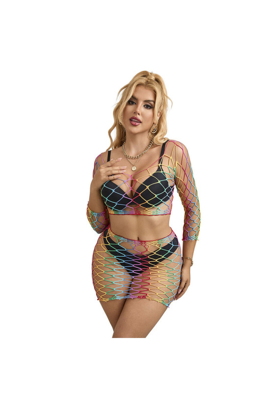 SUBBLIME - 952440 INSIEME A RETE 2 PEZZI MANICA LUNGA ARCOBALENO TAGLIA UNICA