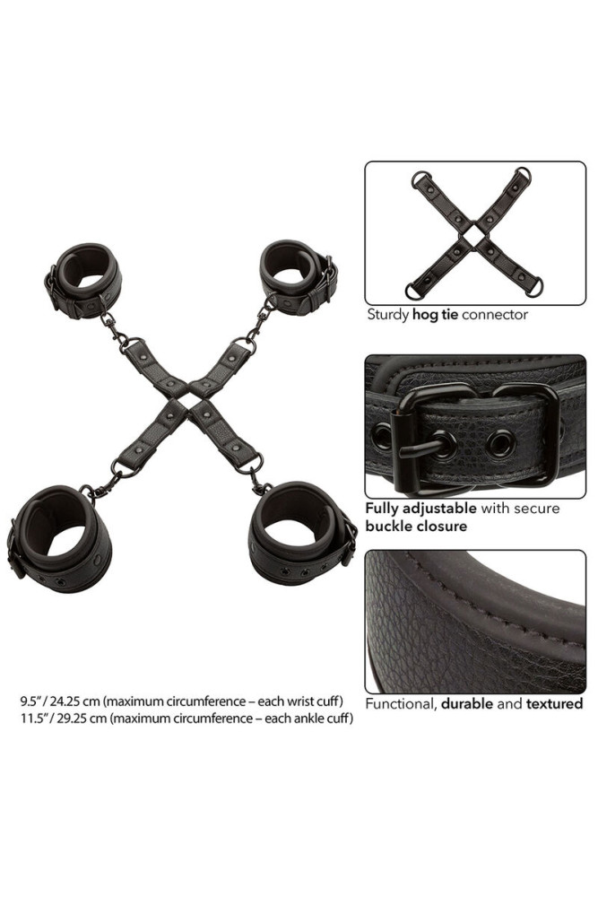 CALEXOTICS - NOCTURNAL CONNETTORE HOG TIE CUERO REGOLABILE NERO