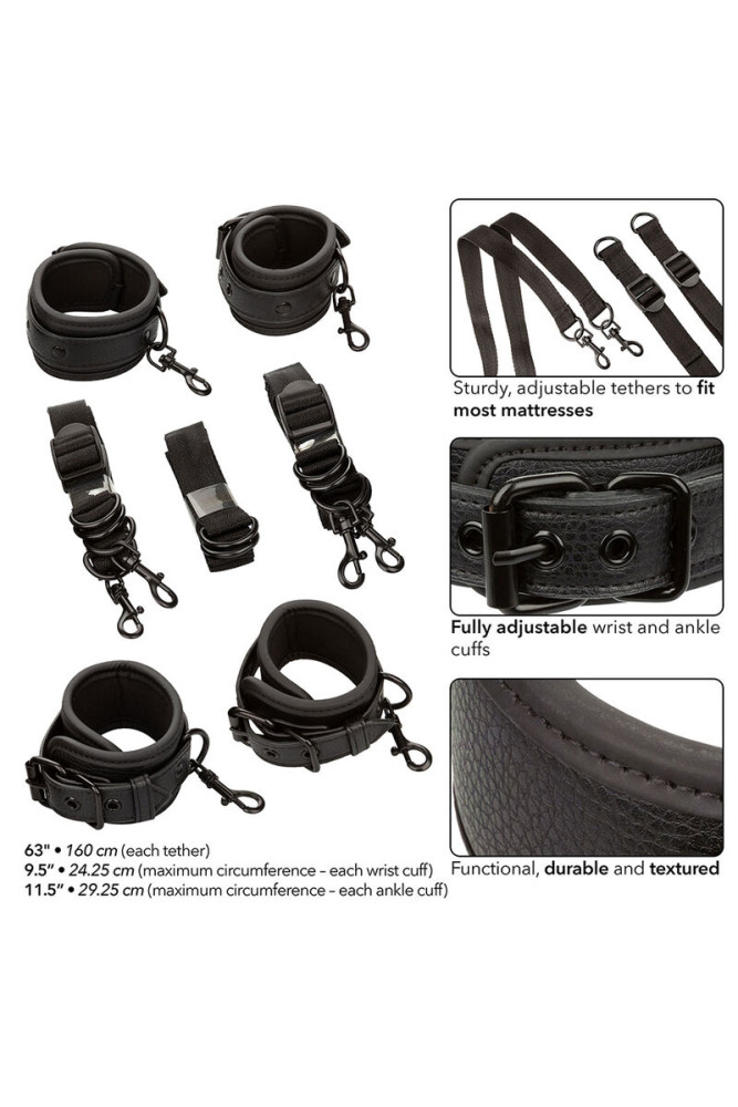 CALEXOTICS - NOCTURNAL CINGHIE PER LETTO IN PELLE REGOLABILI NERE