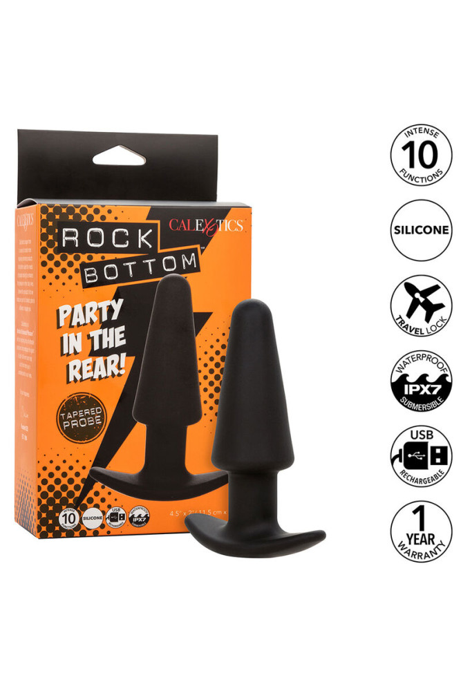 CALEXOTICS - ROCK BOTTOM TAPPO ANALE CONICO 10 VIBRAZIONI SILICONE NERO