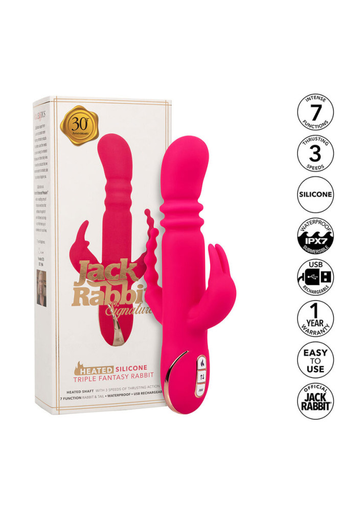 CALEXOTICS - JACK FANTASY VIBRATORE TRIPLO RISCALDATO ROSA CONIGLIO