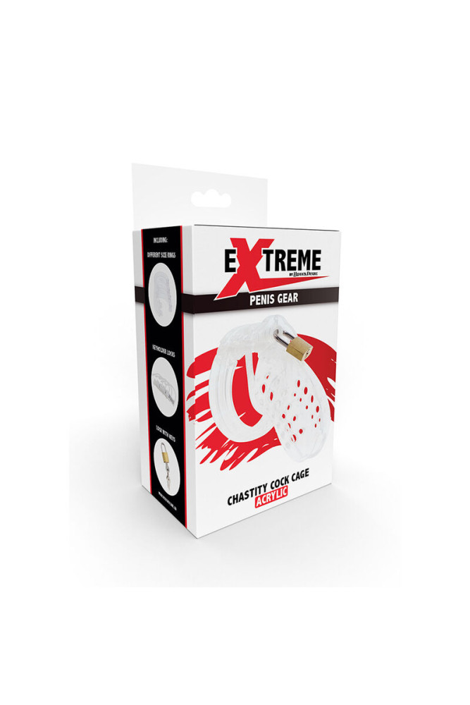 HIDDEN DESIRE - EXTREME GABBIA PER CAZZO CASTITÀ ACRILICO REGOLABILE TRASPARENTE