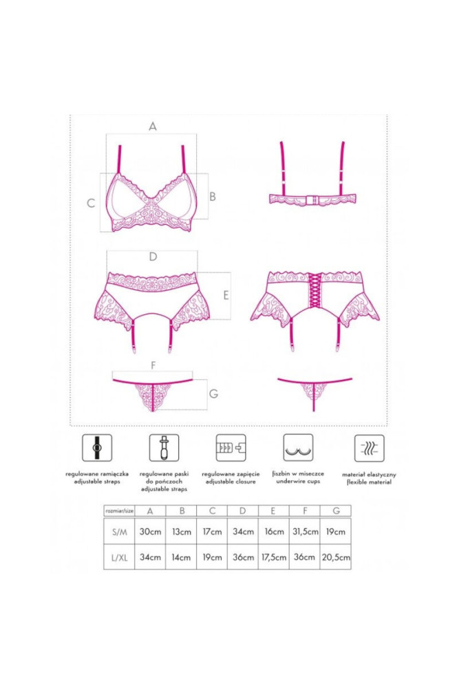 LIVCO CORSETTI FASHION - NAHIR LC 20214 REGGISENO + SLIP + CINTURA S/M