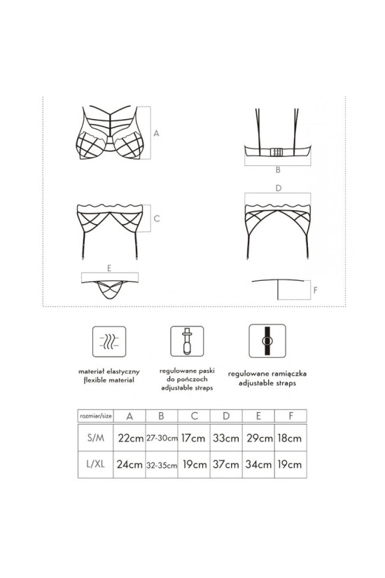 LIVCO CORSETTI FASHION - SOLEDAD LC 20217 REGGISENO + SLIP + REGGISERA S/M