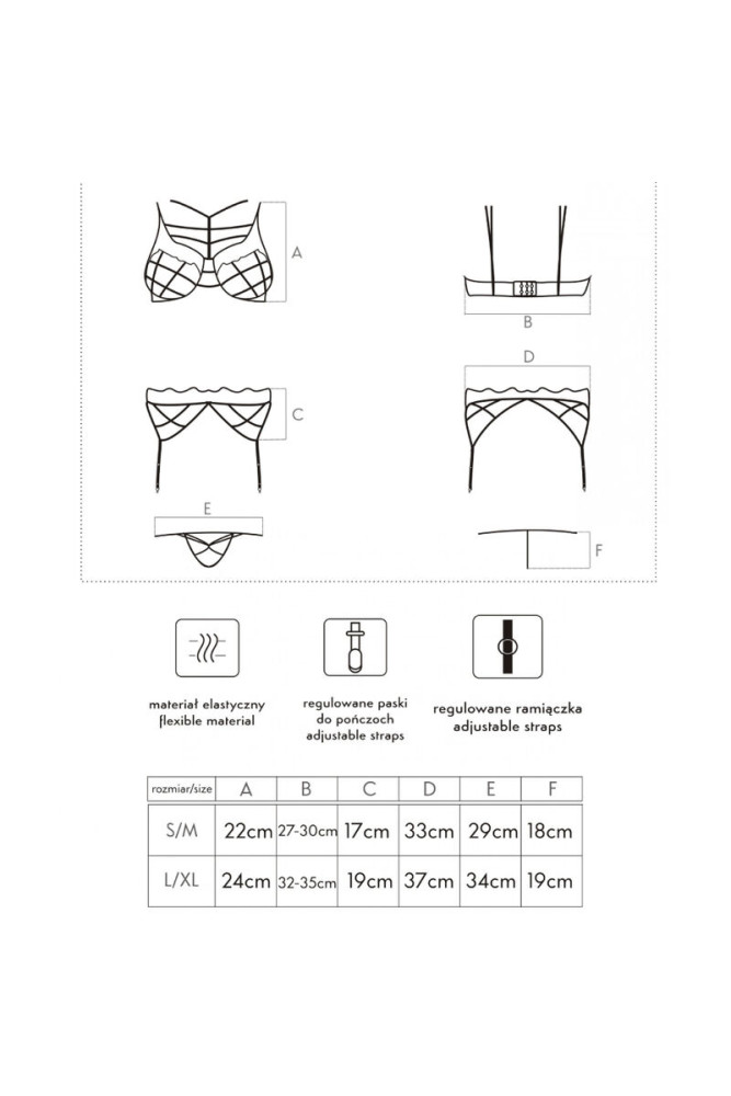 LIVCO CORSETTI FASHION - SOLEDAD LC 20217 REGGISENO + SLIP + REGGISERA L/XL